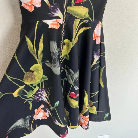 NWOT Ted Baker Sew in Love Floral Print Mini Dress Black Multi Women’s 2 - Picture 12 of 13